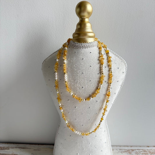 Lange ketting met zirkoon en citrien - ZILIA