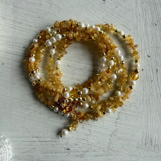 Lange ketting met zirkoon en citrien - ZILIA