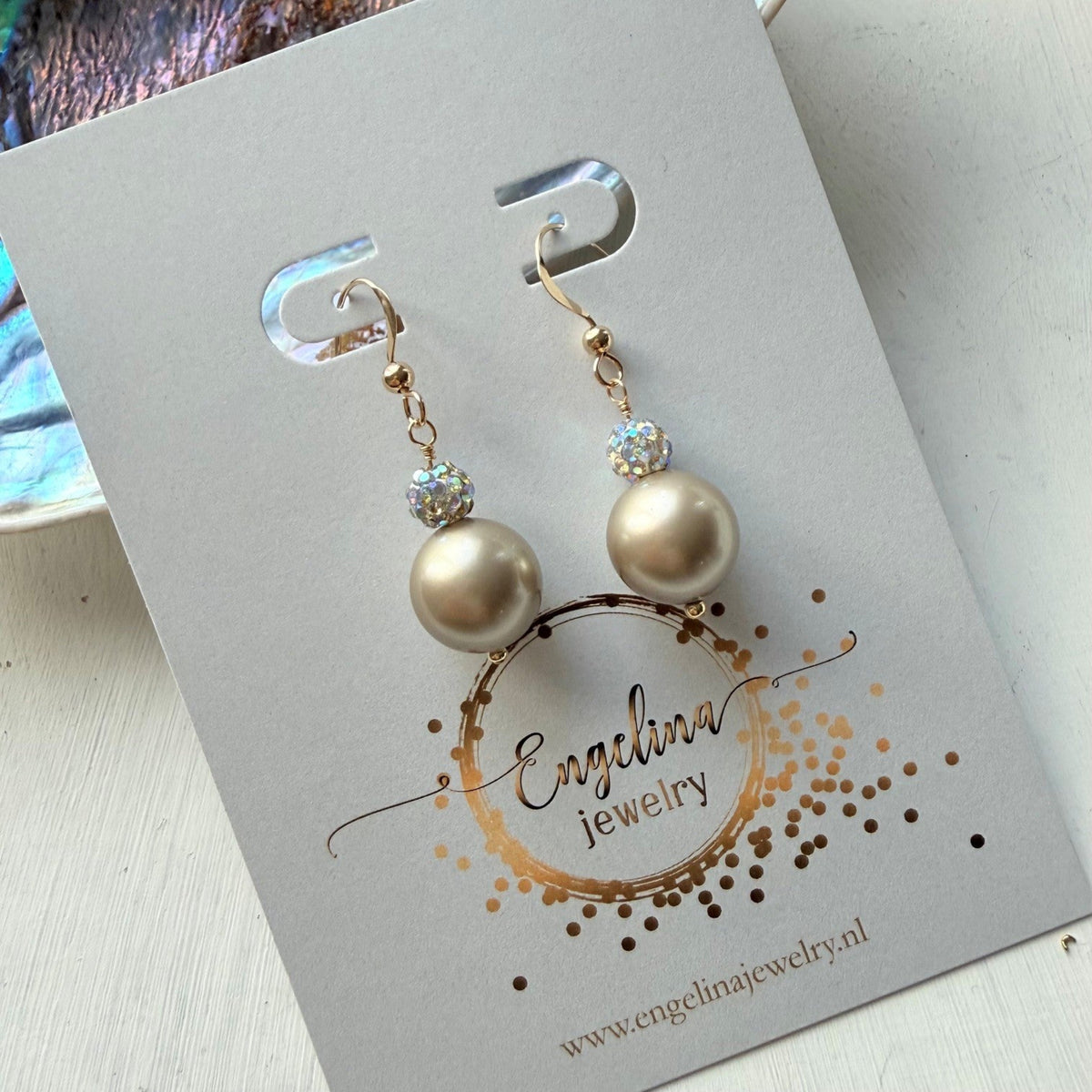 Oorhaakjes met Swarovki parel in zilver - Engelina Jewelry