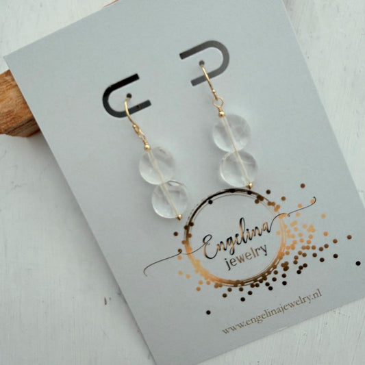 Gold filled haakje met aan elk twee ronde facetgeslepen platte kralen - Engelina Jewelry