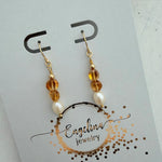 Gold filled oorbellen met citrien en zoetwaterparel