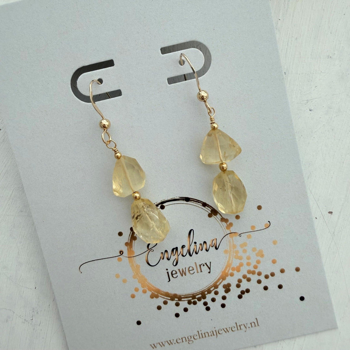 Oorbellen met citrien facetdruppels - Engelina Jewelry