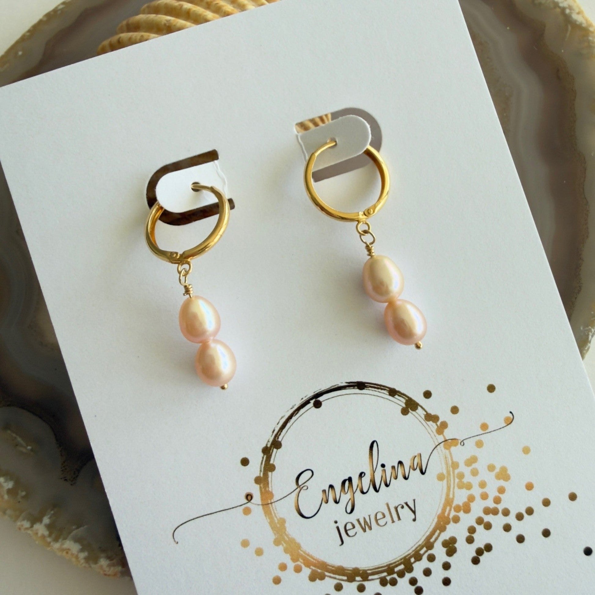 Handgemaakte ketting van ronde kralen met 14K gold filled haakslotje — Engelina Jewelry