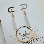 Gold filled haakjes met een rijtje rozenkwarts facetkraaltjes - Engelina Jewelry