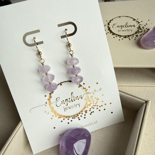 Gold filled oorbellen met amethist rondellen