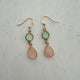 Gold filled oorhaakjes met chalcedoon en rozenkwarts druppel - Engelina Jewelry