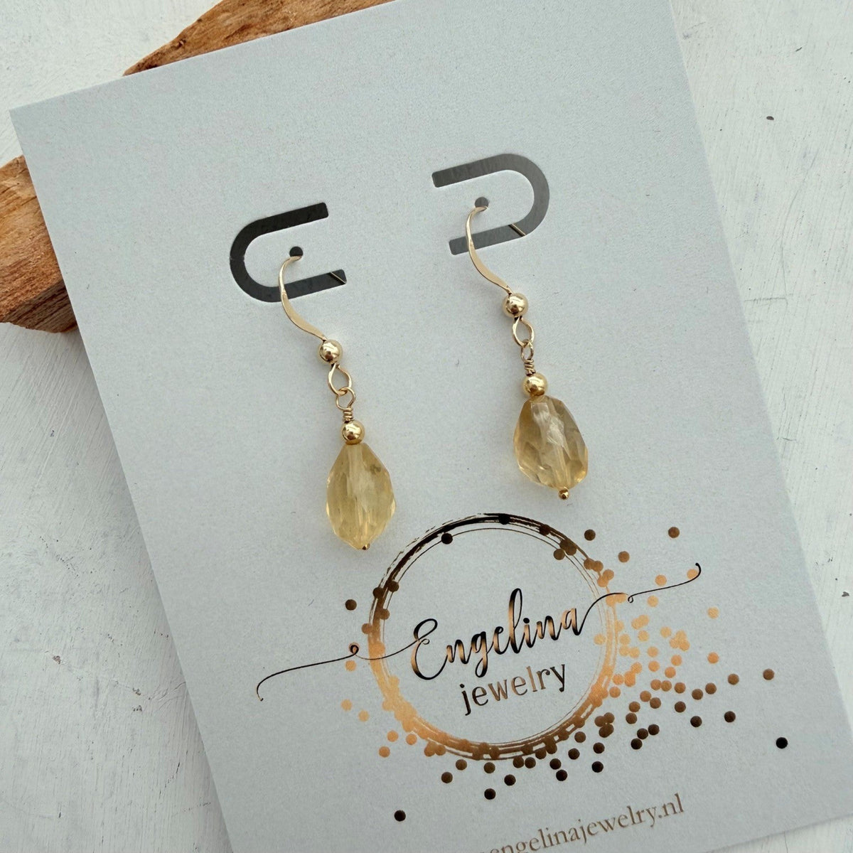Oorbellen met facetgeslepen citrien druppels - Engelina Jewelry