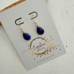 gold filled oorhaakjes met lapis lazuli facetdruppel - Engelina Jewelry