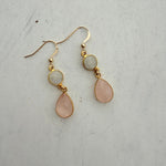 Gold filled oorhaakjes met maansteen en rozenkwarts facetdrppel - Engelina Jewelry