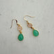 Gold filled oorhaakjes met rozenkwarts en een chalcedoon facetdruppel - Engelina Jewelry