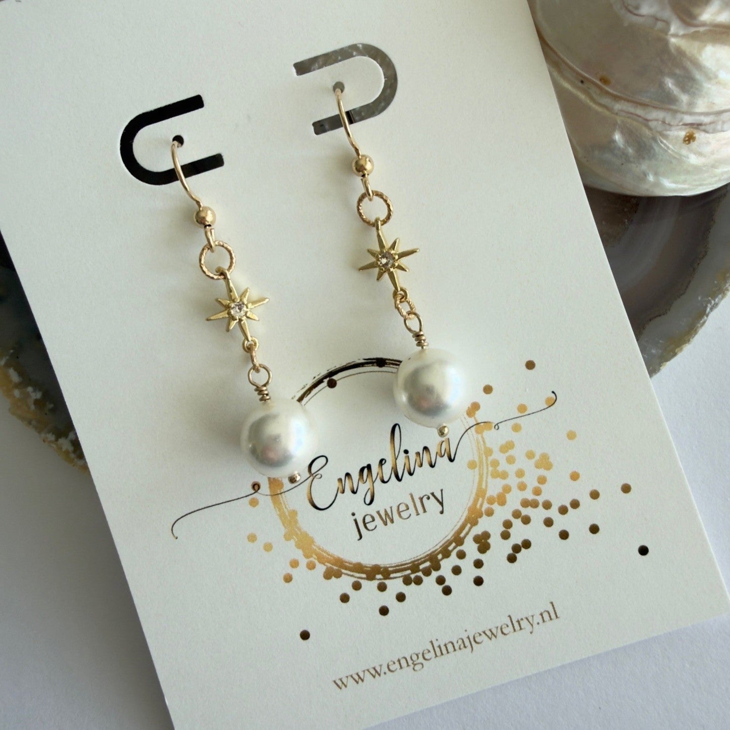 Handgemaakte ketting van ronde kralen met 14K gold filled haakslotje — Engelina Jewelry