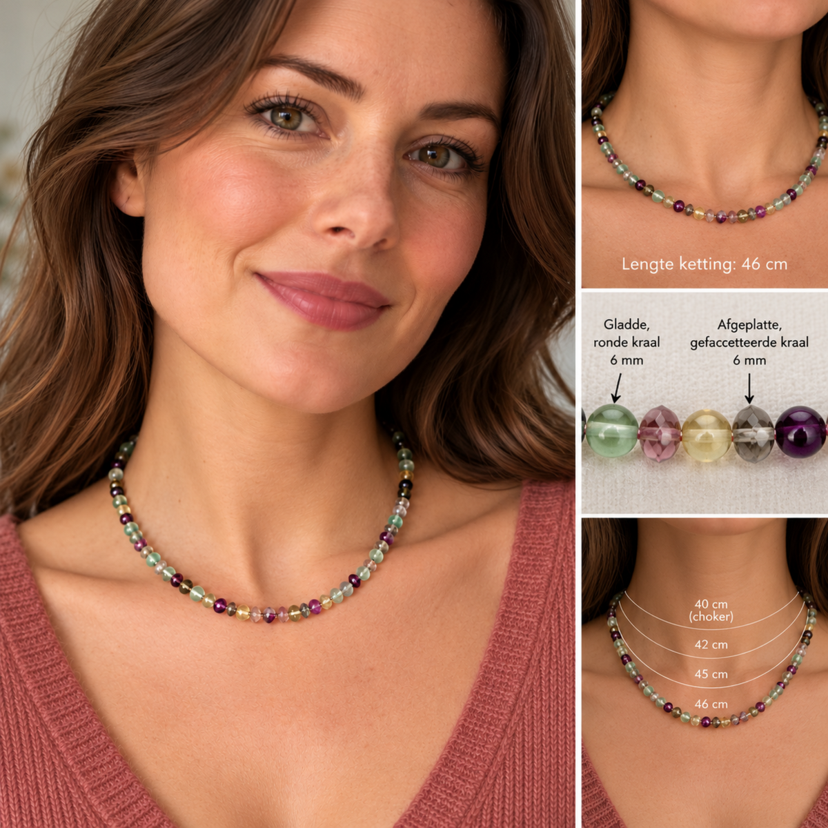 Ketting om hals model met toelichting verschillende lengtes - Engelina Jewelry