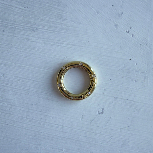 GOLD FILLED - grote ronde sluiting met zirkonia steentjes