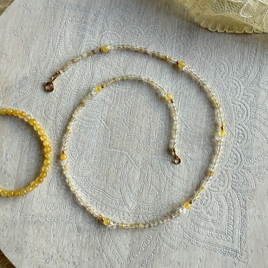 Ketting rutielkwarts facetkraaltjes en Herkimer diamant - RUDIA